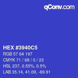 カラーコード: HEX #3940C5 | qconv.com