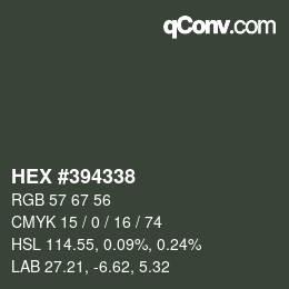 カラーコード: HEX #394338 | qconv.com