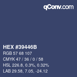 Color code: HEX #39446B | qconv.com