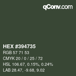 Color code: HEX #394735 | qconv.com