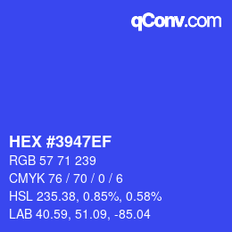 Color code: HEX #3947EF | qconv.com