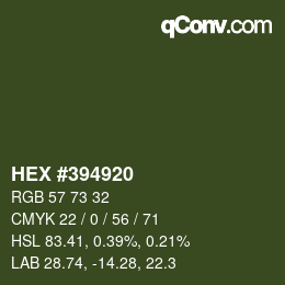 Color code: HEX #394920 | qconv.com