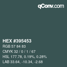 カラーコード: HEX #395453 | qconv.com