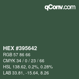 Farbcode: HEX #395642 | qconv.com