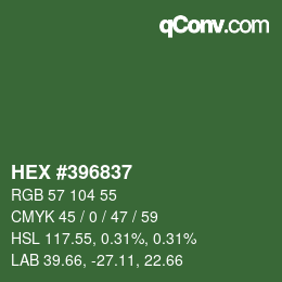 Farbcode: HEX #396837 | qconv.com