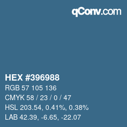 颜色代码: HEX #396988 | qconv.com