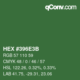 Color code: HEX #396E3B | qconv.com