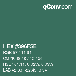 Farbcode: HEX #396F5E | qconv.com