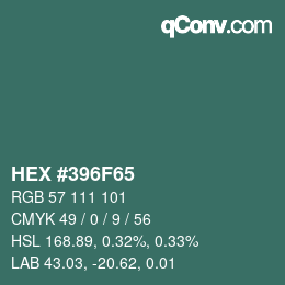 Color code: HEX #396F65 | qconv.com