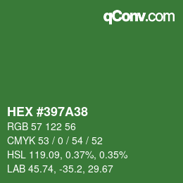 颜色代码: HEX #397A38 | qconv.com