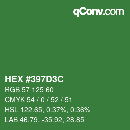 カラーコード: HEX #397D3C | qconv.com
