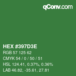 Color code: HEX #397D3E | qconv.com