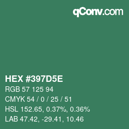 Color code: HEX #397D5E | qconv.com