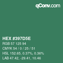 カラーコード: HEX #397D5E | qconv.com