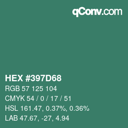 Color code: HEX #397D68 | qconv.com