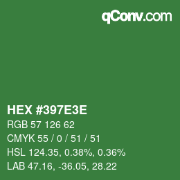 Color code: HEX #397E3E | qconv.com
