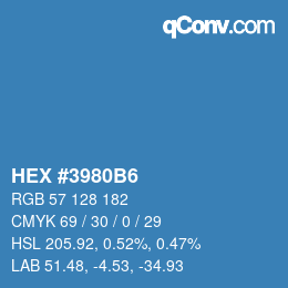 カラーコード: HEX #3980B6 | qconv.com