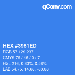 Color code: HEX #3981ED | qconv.com