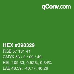 Farbcode: HEX #398329 | qconv.com