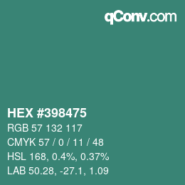 Color code: HEX #398475 | qconv.com