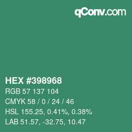 Color code: HEX #398968 | qconv.com