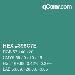Color code: HEX #398C7E | qconv.com