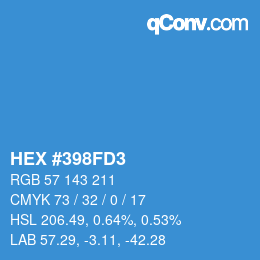 カラーコード: HEX #398FD3 | qconv.com