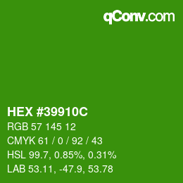 Color code: HEX #39910C | qconv.com