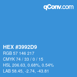 Color code: HEX #3992D9 | qconv.com