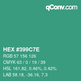 Color code: HEX #399C7E | qconv.com