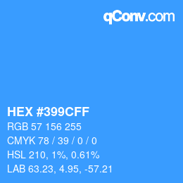 Color code: HEX #399CFF | qconv.com