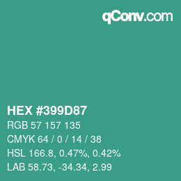 Color code: HEX #399D87 | qconv.com