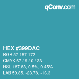 Color code: HEX #399DAC | qconv.com