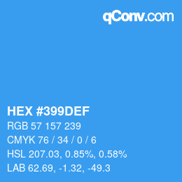 颜色代码: HEX #399DEF | qconv.com