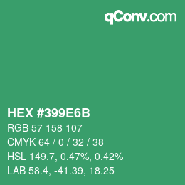 カラーコード: HEX #399E6B | qconv.com