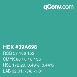 Color code: HEX #39A698 | qconv.com