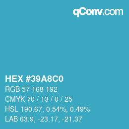 颜色代码: HEX #39A8C0 | qconv.com