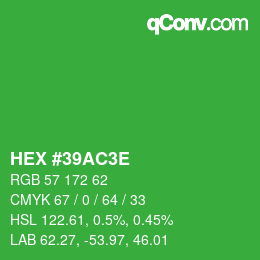 カラーコード: HEX #39AC3E | qconv.com