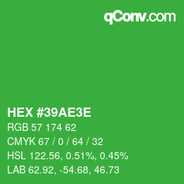 カラーコード: HEX #39AE3E | qconv.com