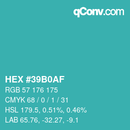 Color code: HEX #39B0AF | qconv.com