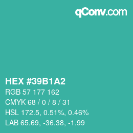 カラーコード: HEX #39B1A2 | qconv.com