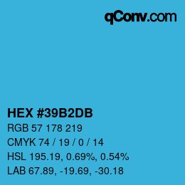 Color code: HEX #39B2DB | qconv.com