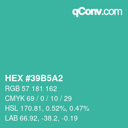 Color code: HEX #39B5A2 | qconv.com