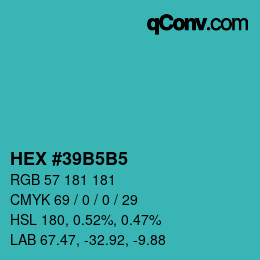 カラーコード: HEX #39B5B5 | qconv.com
