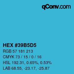 Color code: HEX #39B5D5 | qconv.com