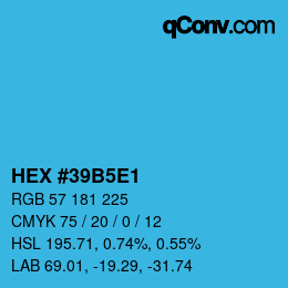 Color code: HEX #39B5E1 | qconv.com