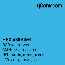 Color code: HEX #39B5E4 | qconv.com