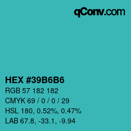 Color code: HEX #39B6B6 | qconv.com