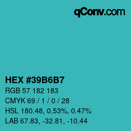 カラーコード: HEX #39B6B7 | qconv.com