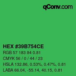 Farbcode: HEX #39B754CE | qconv.com